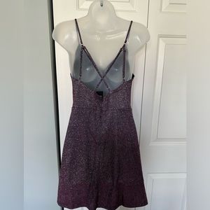 Lulu adjustable cross back purple glitter dress size large NEW WITH TAGS